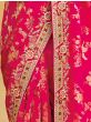 Enchanting Dark Pink Embroidered Work Pure Dola Silk Traditional Saree