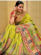 Marvelous Lime Green Embroidered Work Pure Dola Silk Traditional Saree