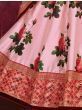 Rose-Pink Floral Print Banglori Silk Wedding Wear Lehenga Choli 