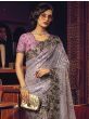 Lovely Purple Sequins Work Net Party Wear Saree 