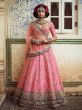 Sensational Pink Colored Bridal wear Embroidered Art Silk Lehenga Choli