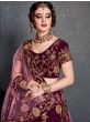 Purple Embroidered Velvet Bridal Semi Stitched Lehenga Choli