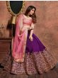 Purple Sequins Embroidered Silk Wedding Wear Lehenga Choli 