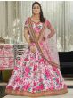 Light Pink Floral Printed Art Silk Wedding Wear Lehenga Choli