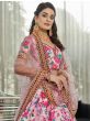 Light Pink Floral Printed Art Silk Wedding Wear Lehenga Choli