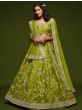 Awesome Neon Green Thread Embroidery Art Silk Wedding Lehenga Choli
