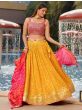 Ravishing Yellow Sequins Georgette Sangeet Wear Lehenga Choli