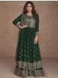 Alluring Green Sequined Georgette Ready Made Anarkali Suit