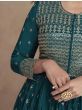 Gorgeous Teal Blue Sequined Georgette Ready Made Anarkali Suit
