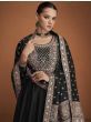 Attractive Black Embroidered Silk Festival Wear Gown 