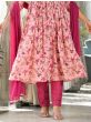 Stunning Light Pink Floral Printed Silk Readymade Pant Suit