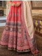 Gorgeous Red Digital Printed Silk Festive Wear Gown With Dupatta