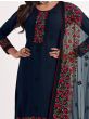 Majestic Navy Blue Thread Embroidered Georgette Salwar Suit