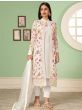 Incredible Off-White Embroidered Georgette Jacket Salwar Suit