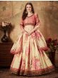 Delightful Beige-Peach Floral Print Organza Wedding Wear Lehenga Choli
