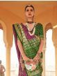 Beautiful Green Printed Silk Wedding Wear Saree