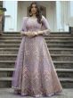 Awesome Lavender Embroidered Net Weeding Wear Anarkali Suit