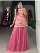 Attractive Baby Pink Georgette Festive Wear Plain Palazzo Suit