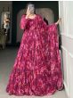 Charming Pink Floral Printed Georgette Gown With Dupatta