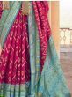 Outstanding Pink Printed Silk Festival Wear Saree