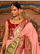 Lovely Light Pink Patola Silk Wedding Wear Saree With Blouse