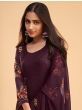 Superb Wine Thread Embroidered Georgette Salwar Suit