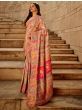 Stunning Peach Zari Woven Silk Reception Wear Saree With Blouse