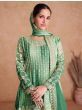 Stunning Green Embroidered Chinon Sharara Salwar Suit

