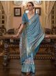 Lovely Teal Blue Printed Patola Silk Festival Wear Saree With Blouse