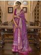 Charming Purple Printed Patola Silk Wedding Wear Saree With Blouse