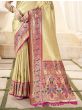 Wonderful Beige Handloom Weaving Silk Wedding Wear Saree