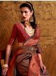 Fancified Brown Woven Silk Function Wear Saree With Blouse