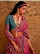 Appealing Pink Woven Silk Engagement Wear Saree With Blouse