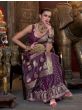 Spectacular Purple Handloom Weaving Satin Festive Wear Saree