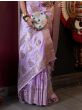 Enchanting Lavender Handloom Weaving Satin Saree With Blouse