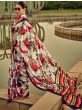 Superior Off-White Floral Printed Satin Traditional Saree With Blouse