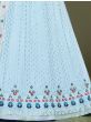 Adorable Sky Blue Embroidery Georgette Wedding Wear Lehenga Choli