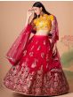 Prodigious Hot Pink Mirror Work Net Wedding Wear Lehenga Choli
