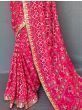 Stunning Pink Printed Georgette Wedding Wear Saree With Blouse