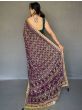 Captivating Purple Printed Georgette Wedding Wear Saree With Blouse