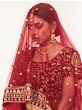 Impressive Red Embroidered Work Velvet Bridal Wear Lehenga Choli