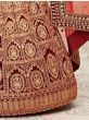 Impressive Red Embroidered Work Velvet Bridal Wear Lehenga Choli