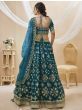 Beautiful Blue Mirror Work Art Silk Wedding Wear Lehenga Choli 