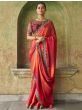  Amazing Red Embroidered Satin Party Wear Saree With Blouse
