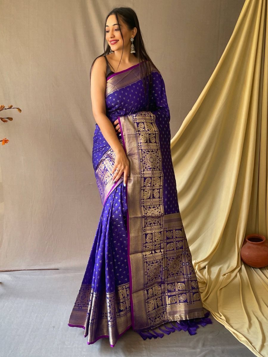 Buy sadika women's solid plain daily wear royal blue georgette saree Online  at Best Prices in India - JioMart.