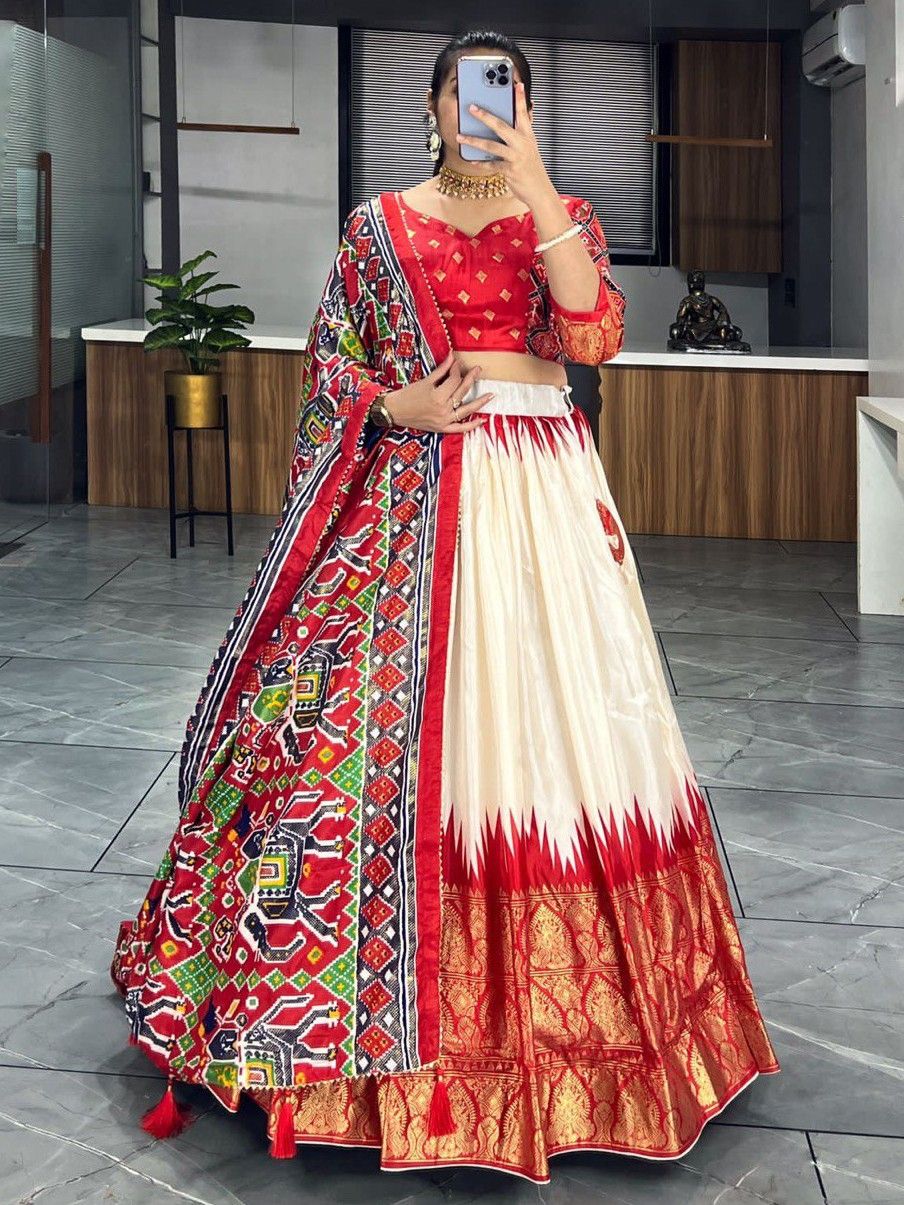 Spectacular Red Paithni Print Silk Festive Wear Lehenga Choli