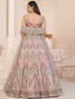 Alluring Peach Sequins Net Bridesmaid Wear Lehenga Choli