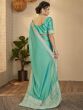 Dazzling Sea Green Silk Zari Work Festival Wear Saree For Women
