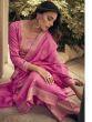 Beautiful Pink Embroidered Myntra Silk Party Wear Palazzo Suit