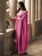 Beautiful Pink Embroidered Myntra Silk Party Wear Palazzo Suit
